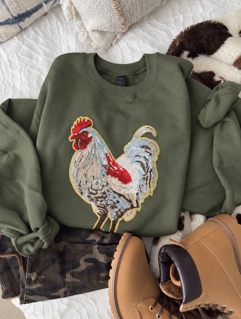 Sequin Chicken Pullover