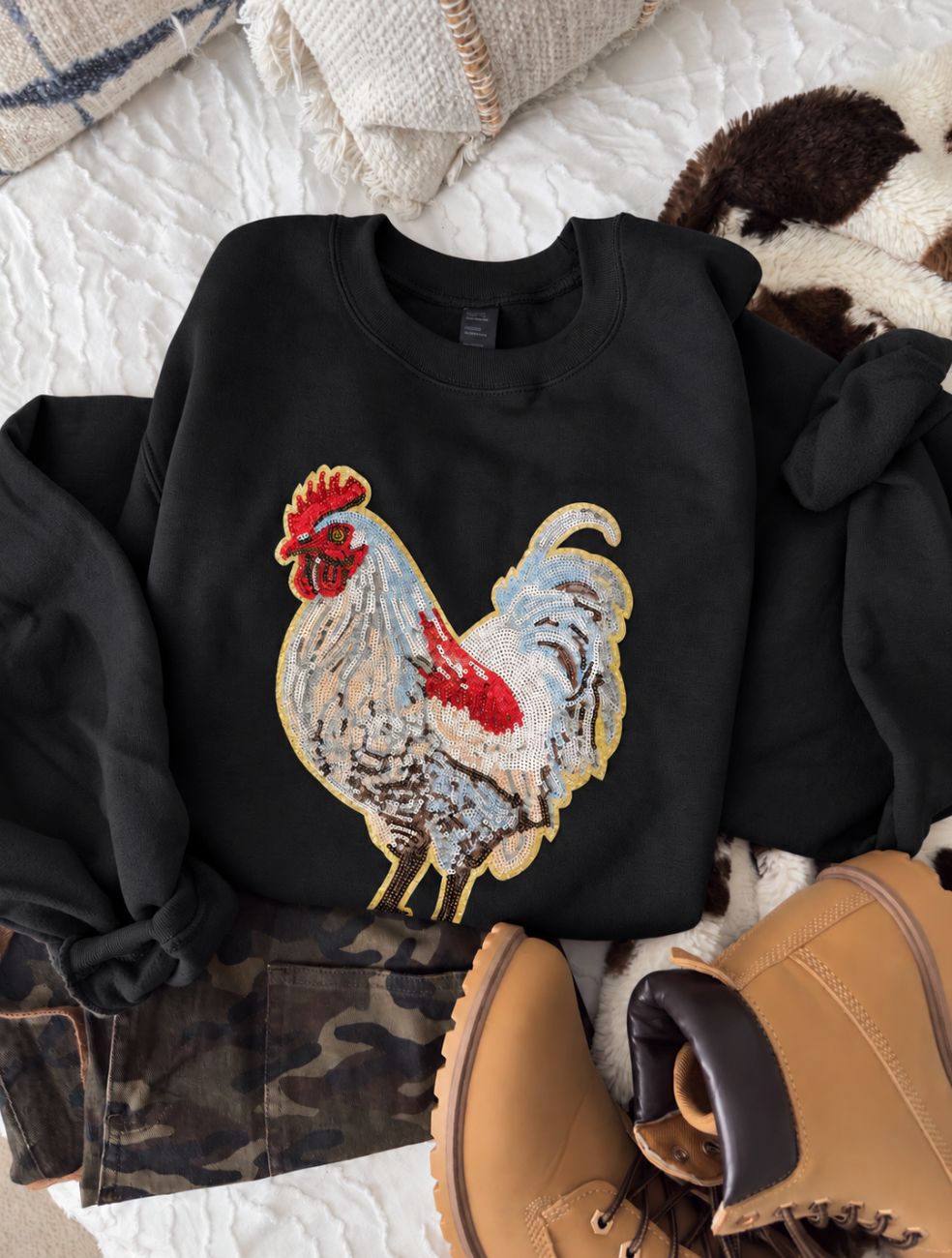 Sequin Chicken Pullover