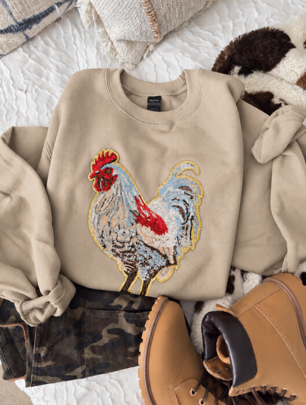 Sequin Chicken Pullover