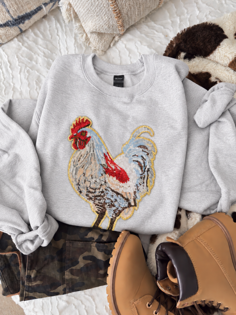 Sequin Chicken Pullover
