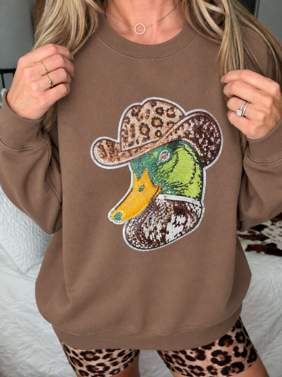 Sequin Cowboy Mallard Pullover