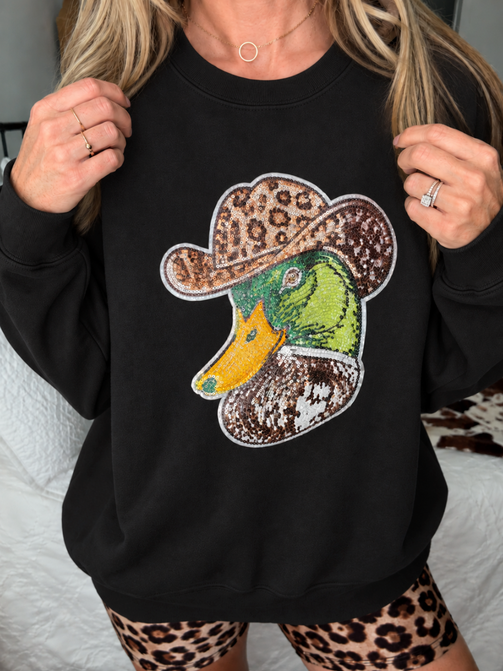 Sequin Cowboy Mallard Pullover