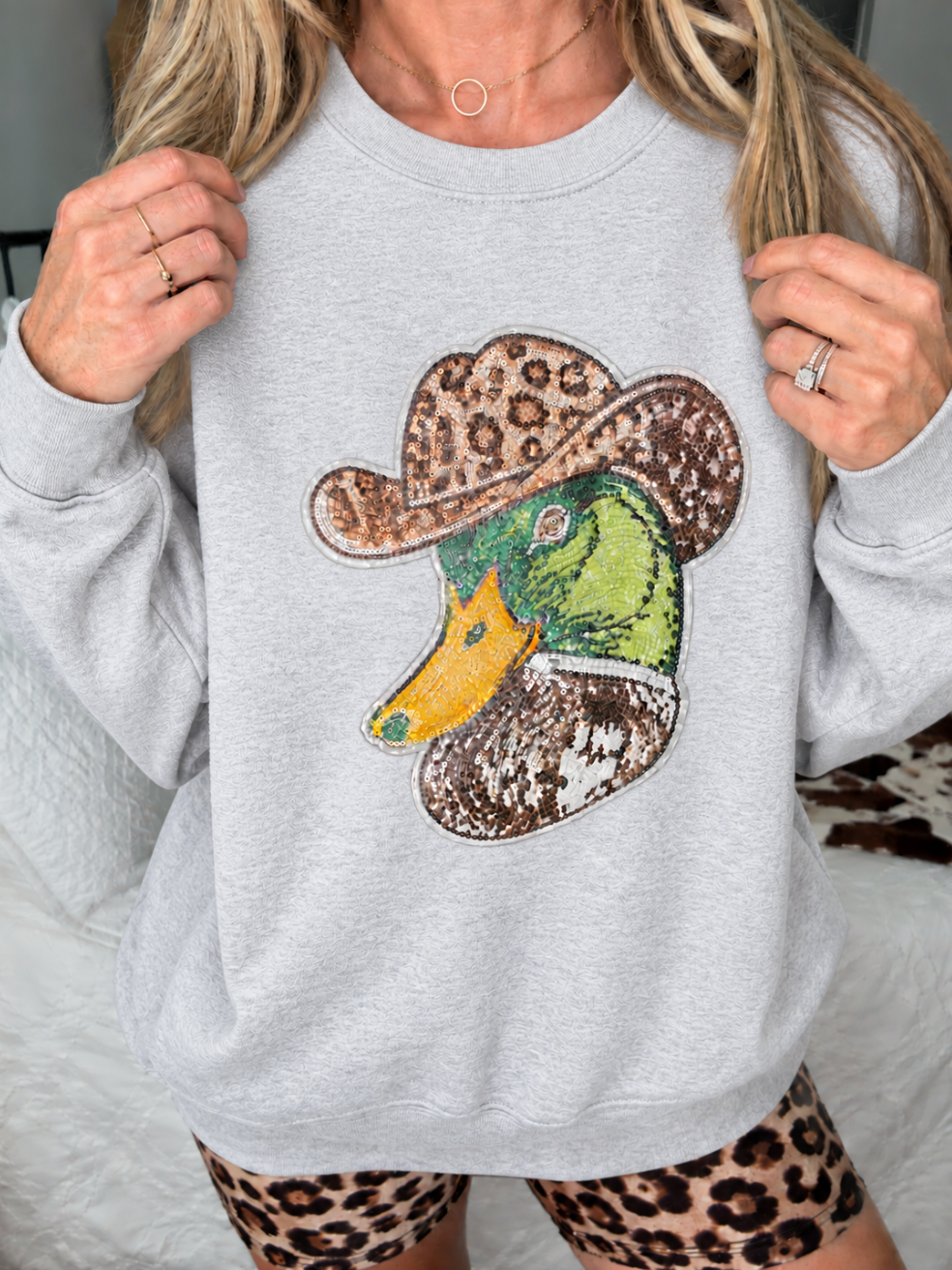Sequin Cowboy Mallard Pullover