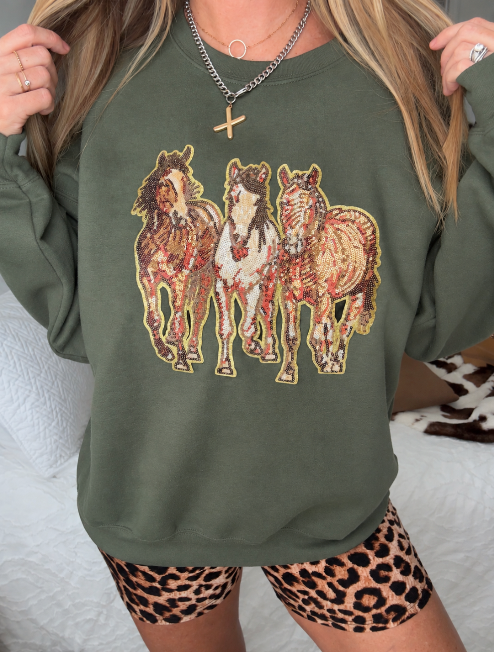 Sequin Wild Horse Pullover