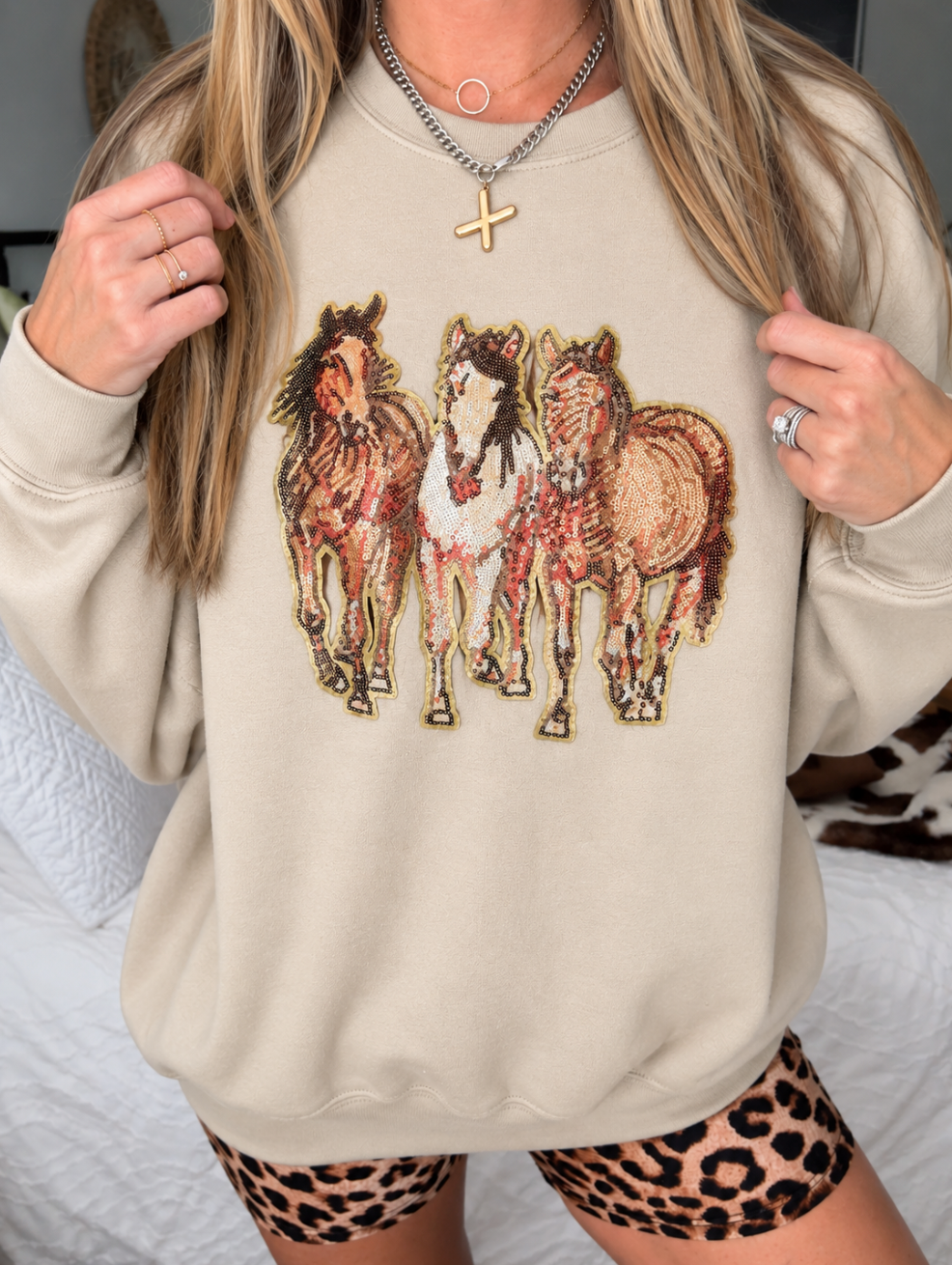 Sequin Wild Horse Pullover