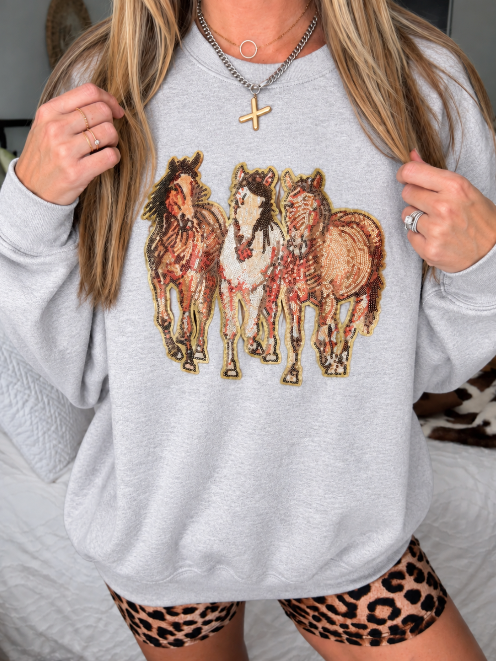 Sequin Wild Horse Pullover